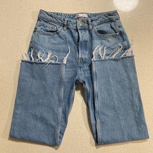 Zara Straight-Leg High-Waisted Jeans | Light Wash | Size 10